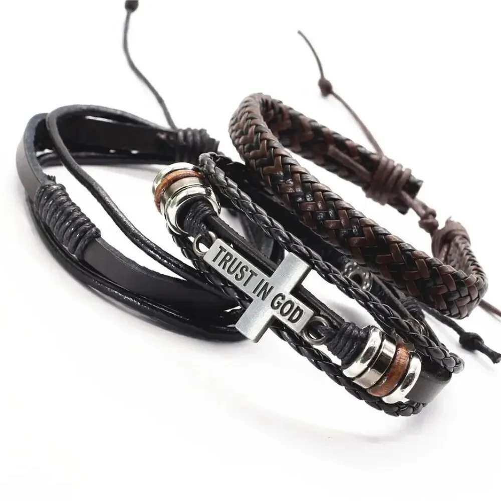 Leather Trust In God Bracelet